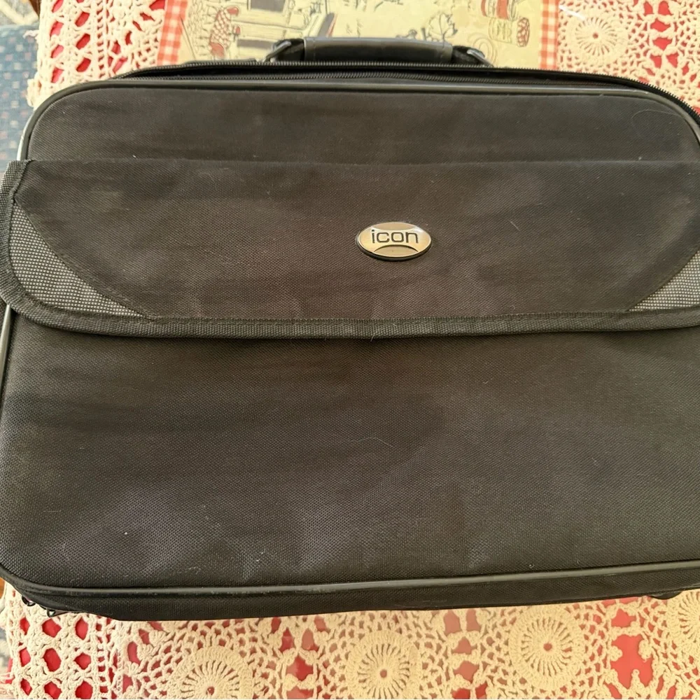 ICON Black Men's Laptop Briefcase with Front Flap Pocket